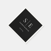 Zwart-wit moderne monogram bruiloft servet (Hoek)