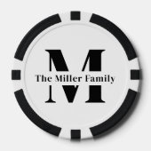 Zwart-wit Moderne Monogram Familie Poker Chips (Voorkant)