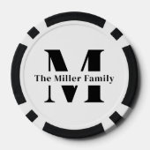 Zwart-wit Moderne Monogram Familie Poker Chips (Achterkant)