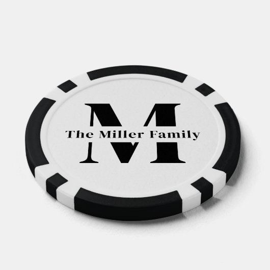 Zwart-wit Moderne Monogram Familie Poker Chips (Enkel)