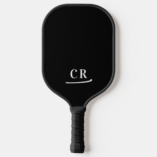 Zwart & Wit | Moderne monogram Initialen Pickleball Paddle (Achterkant)