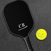 Zwart & Wit | Moderne monogram Initialen Pickleball Paddle