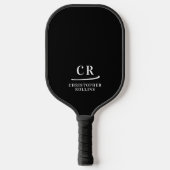 Zwart & Wit | Moderne Monogram Pickleball Paddle (Voorkant)