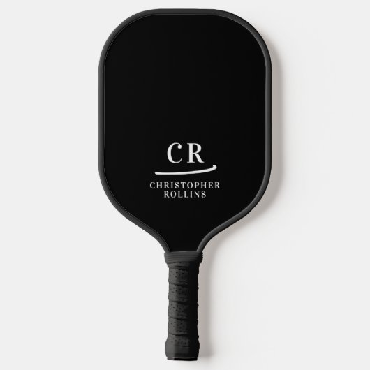 Zwart & Wit | Moderne Monogram Pickleball Paddle (Achterkant)