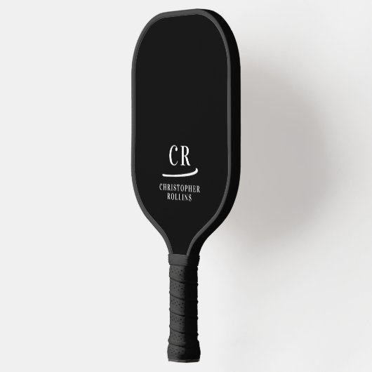 Zwart & Wit | Moderne Monogram Pickleball Paddle (Links)