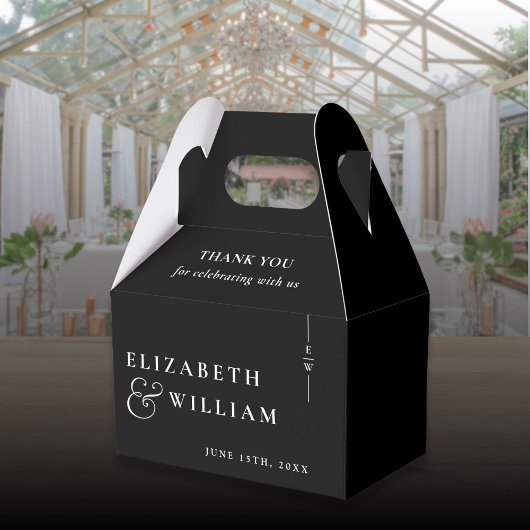Zwart-wit Moderne Monogram Trouwen Bedankt Bedankdoosjes