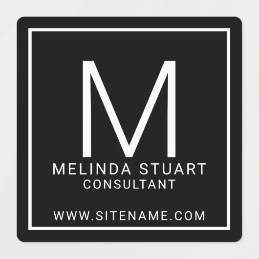 Zwart-wit moderne monogram zakelijke labels (Design 1)