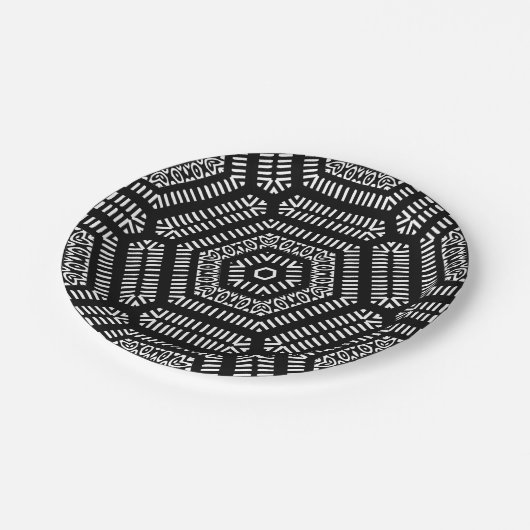 Zwart-Wit Moderne Mudcloth Papieren Bord (Gekanteld)
