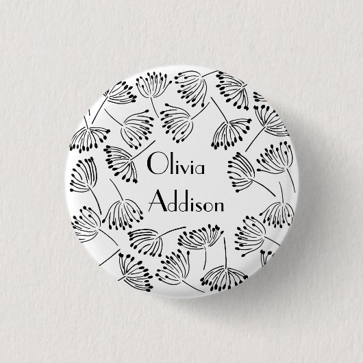 Zwart-wit, moderne naamventilator Aanpassen Ronde Button 3,2 Cm (Voorkant)