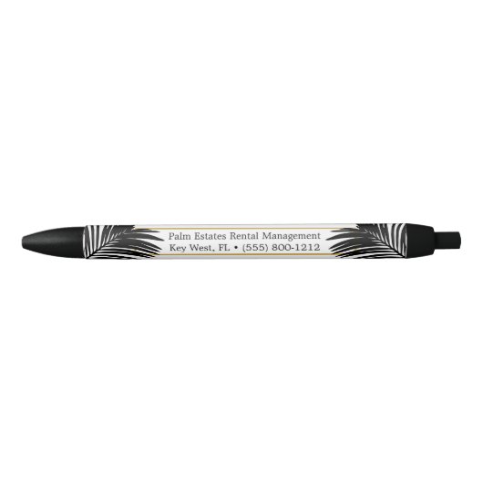 Zwart-wit Moderne Palm Leaf Small Business Zwarte Inkt Pen (Voorkant)