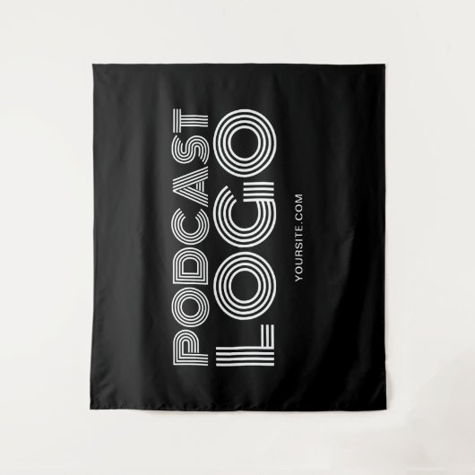 Zwart-wit Moderne Podcast Logo Wandkleed (Voorkant)