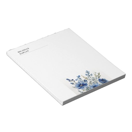 Zwart Wit Moderne Professionele Waterverf Bloemen Notitieblok (Schuin)