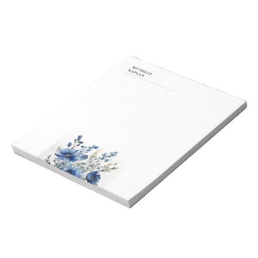 Zwart Wit Moderne Professionele Waterverf Bloemen Notitieblok (Linkerzijde)