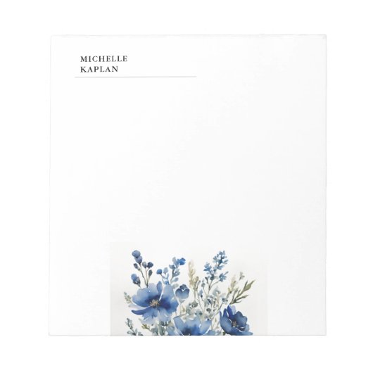 Zwart Wit Moderne Professionele Waterverf Bloemen Notitieblok (Voorkant)