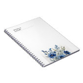 Zwart Wit Moderne Professionele Waterverf Bloemen Notitieboek (Rechterzijde)