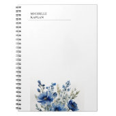 Zwart Wit Moderne Professionele Waterverf Bloemen Notitieboek (Voorkant)