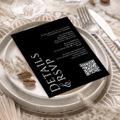 Zwart-wit Moderne QR Code RSVP Details Informatiekaartje