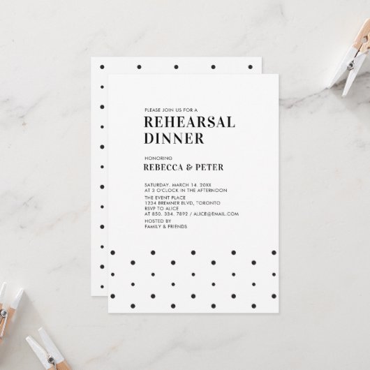 Zwart-wit | Moderne repetitie voor bruiloft Kaart (Voorkant / Achterkant in situ)