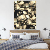 Zwart-wit Moderne Retro Bloemenkunst Canvas Afdruk (Insitu (Slaapkamer))
