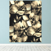 Zwart-wit Moderne Retro Bloemenkunst Canvas Afdruk (Insitu (Houten vloer))