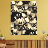 Zwart-wit Moderne Retro Bloemenkunst Canvas Afdruk (Insitu (Woonkamer))