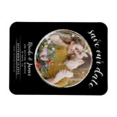 Zwart & Wit Moderne Ronde Foto Sla de Datum op Magneet (Horizontaal)