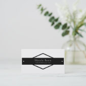 Zwart & Wit Moderne Rustieke Chic Black Diamond Visitekaartje (Staand voorkant)