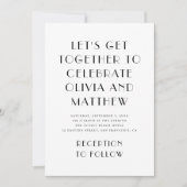 Zwart-wit moderne schone minimalistische bruiloft kaart (Voorkant)