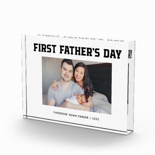 Zwart-Wit | Moderne script, eerste Vaderdag Fotoblokken (Rechts)