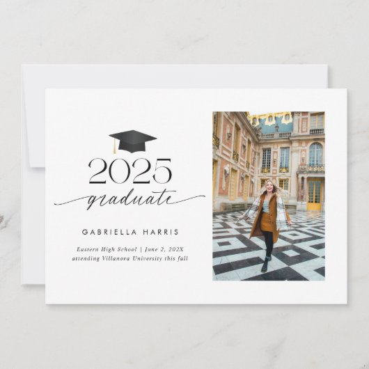 Zwart-wit Moderne Script Foto | 2-zijdig Kaart (Voorkant)