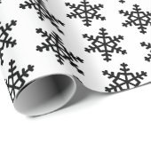Zwart-wit Moderne Sneeuwvlok Patroon Vakantie Cadeaupapier (Rol Hoek)