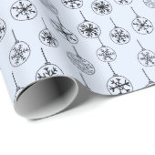 Zwart-wit Moderne Sneeuwvlokken Blauwe Kerstmis Cadeaupapier (Rol Hoek)