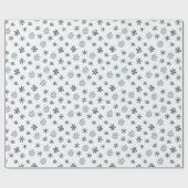 Zwart-wit Moderne Sneeuwvlokken Kerstmis Cadeaupapier (Vlak)