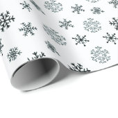 Zwart-wit Moderne Sneeuwvlokken Kerstmis Cadeaupapier (Rol Hoek)