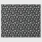 Zwart-wit Moderne Sneeuwvlokken Kerstmis Cadeaupapier (Vlak)