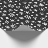 Zwart-wit Moderne Sneeuwvlokken Kerstmis Cadeaupapier (Hoek)