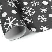 Zwart-wit Moderne Sneeuwvlokken Kerstmis Cadeaupapier (Rol Hoek)