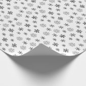 Zwart-wit Moderne Sneeuwvlokken Kerstmis Cadeaupapier (Hoek)