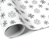 Zwart-wit Moderne Sneeuwvlokken Kerstmis Cadeaupapier (Rol Hoek)