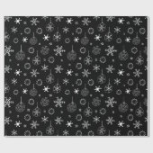 Zwart-wit Moderne Sneeuwvlokken Kerstmis Cadeaupapier (Vlak)