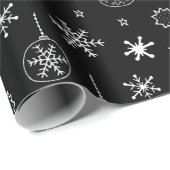 Zwart-wit Moderne Sneeuwvlokken Kerstmis Cadeaupapier (Rol Hoek)