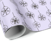 Zwart-wit Moderne Sneeuwvlokken Paarse Kerstmis Cadeaupapier (Rol Hoek)