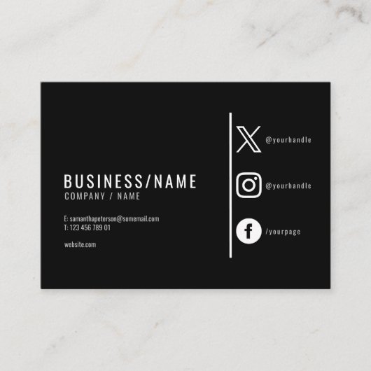 Zwart-wit moderne sociale media visitekaartje (Voorkant)