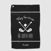 Zwart & Wit Moderne Sport Monogrammed Golfer Golfhanddoek (Voorkant)