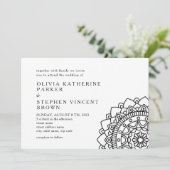 Zwart-Wit. Moderne stijlvolle bruiloft uitnodiging (Staand voorkant)