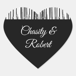 Zwart-wit moderne streep Elegant minimalistisch Hart Sticker