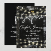 zwart & wit moderne surprise uitnodiging QR RSVP (Voorkant / Achterkant)