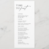 Zwart & Wit Moderne "Tijd om te Feesten" Bruiloft  Menu (Voorkant)