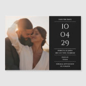 Zwart-wit Moderne trouwfoto Save the Date Magnetische Uitnodiging (Voorkant)