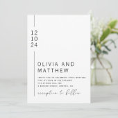 Zwart wit moderne typografie bruiloft + QR details Kaart (Staand voorkant)